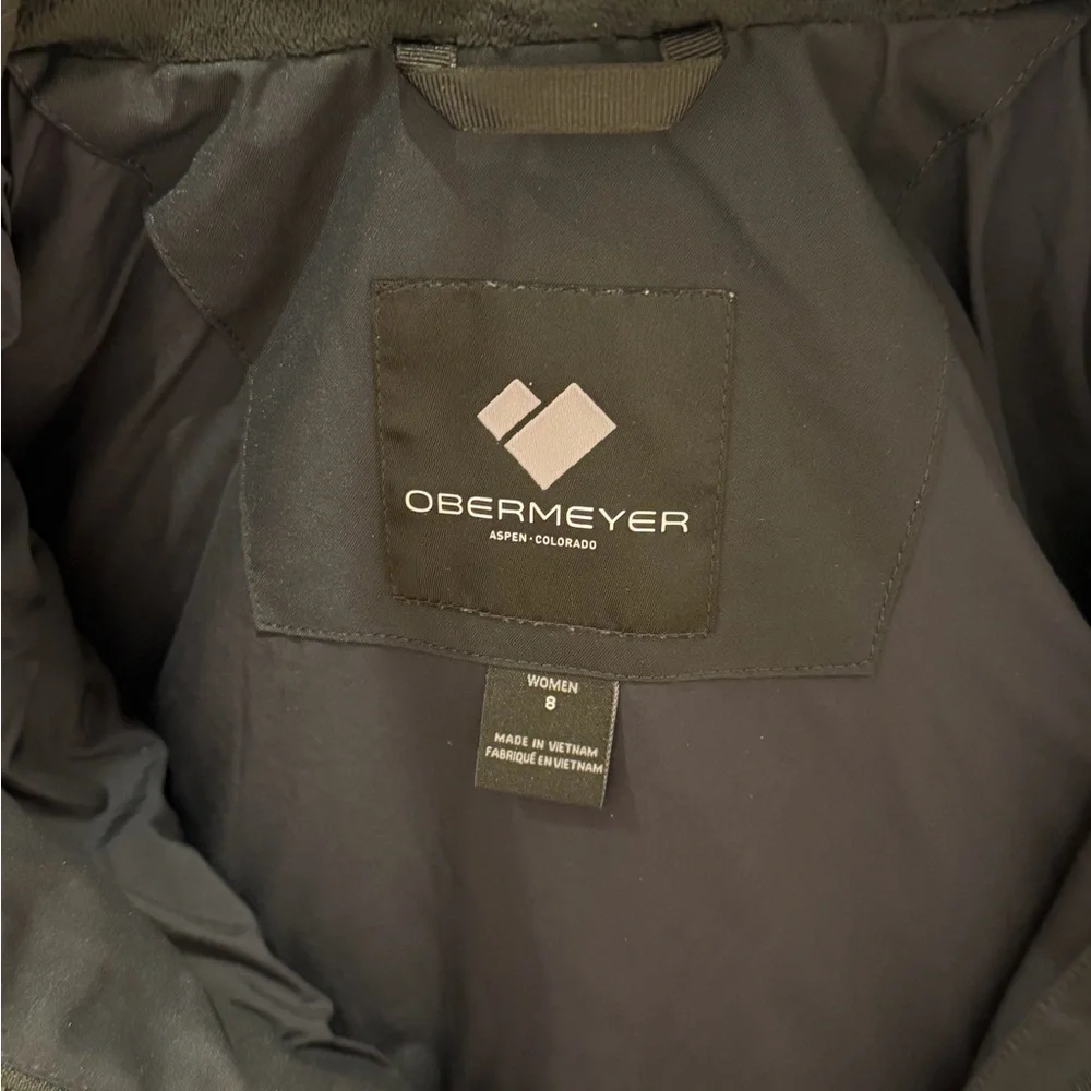 Obermeyer Black Floral Ski Jacket with Faux Fur Removable Hood Size 8 Ladies - Picture 3 of 3